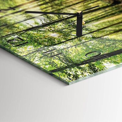 Vierkante glazen wandklok Bosnatuur