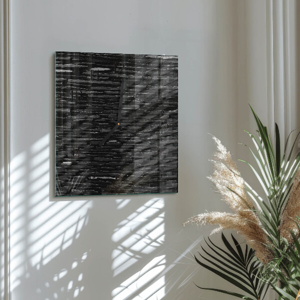 Vierkante glazen wandklok Stenen