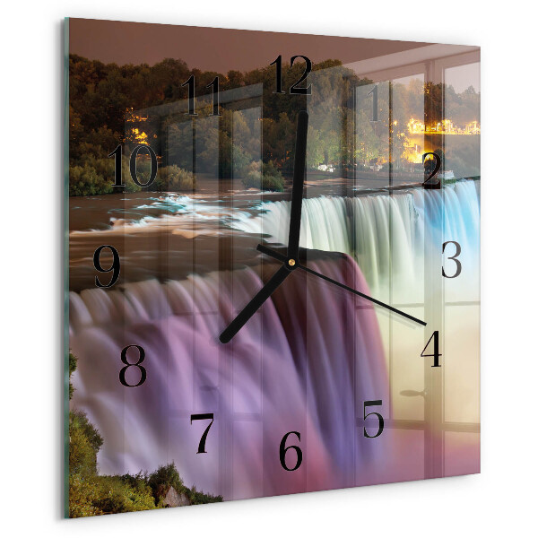Vierkante glazen wandklok Waterval