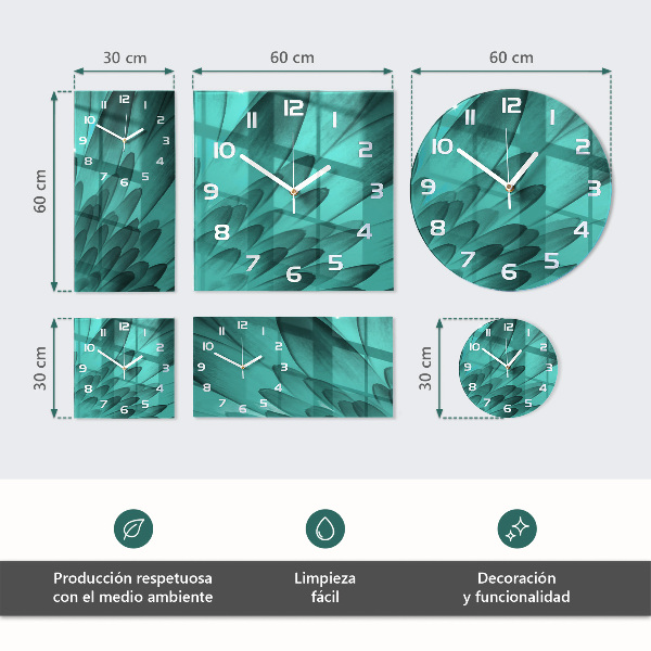 Vierkante glazen wandklok Bomen