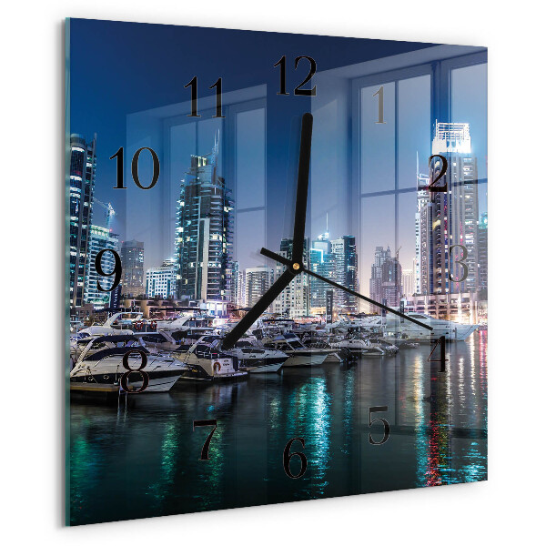 Vierkante glazen wandklok Horizon