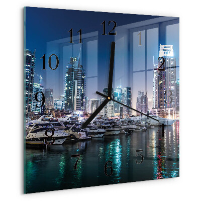 Vierkante glazen wandklok Horizon