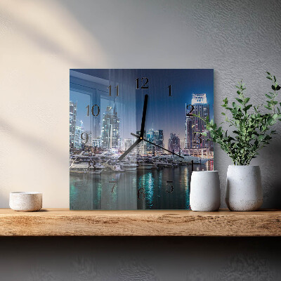 Vierkante glazen wandklok Horizon