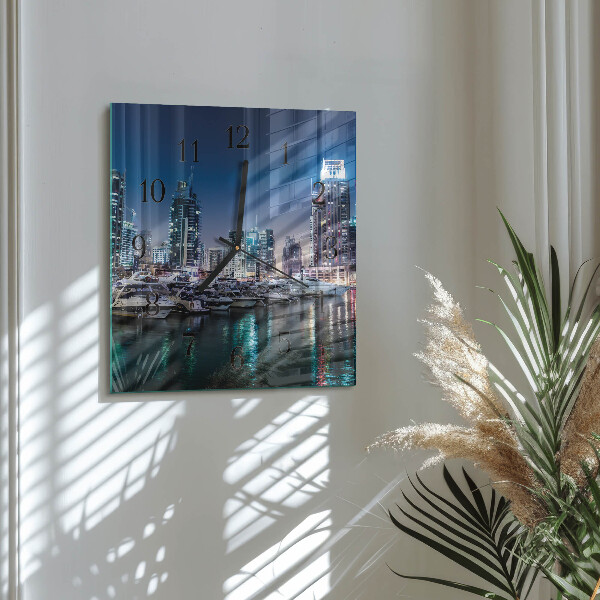 Vierkante glazen wandklok Horizon