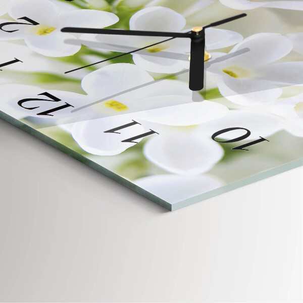 Vierkante glazen wandklok Bloemen