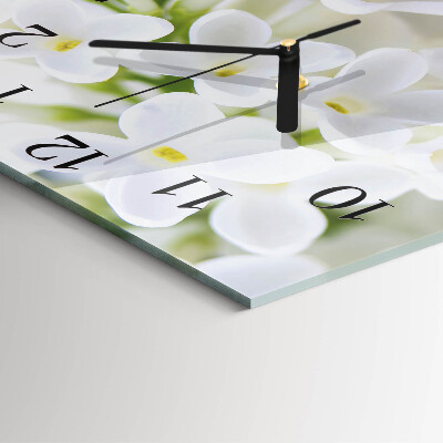 Vierkante glazen wandklok Bloemen