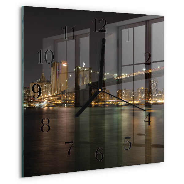 Vierkante glazen wandklok Horizon