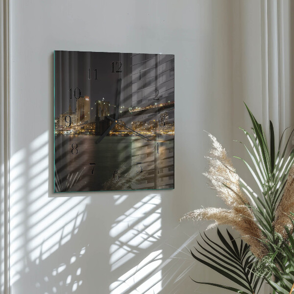 Vierkante glazen wandklok Horizon