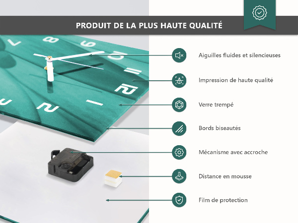 Vierkante glazen wandklok Pompelmoes