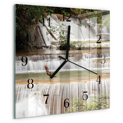 Vierkante glazen wandklok Cascade