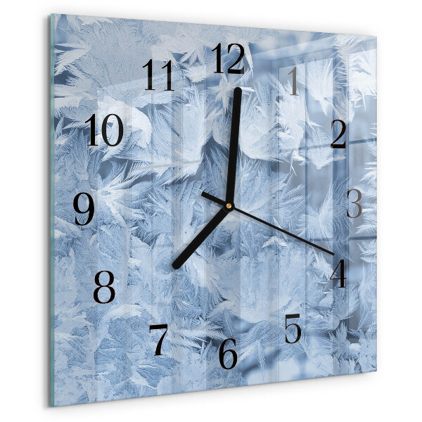 Vierkante glazen wandklok Sneeuwvlokken