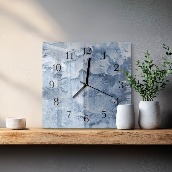 Vierkante glazen wandklok Sneeuwvlokken