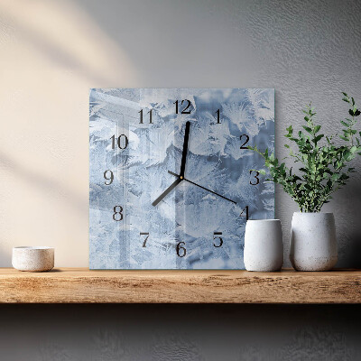 Vierkante glazen wandklok Sneeuwvlokken