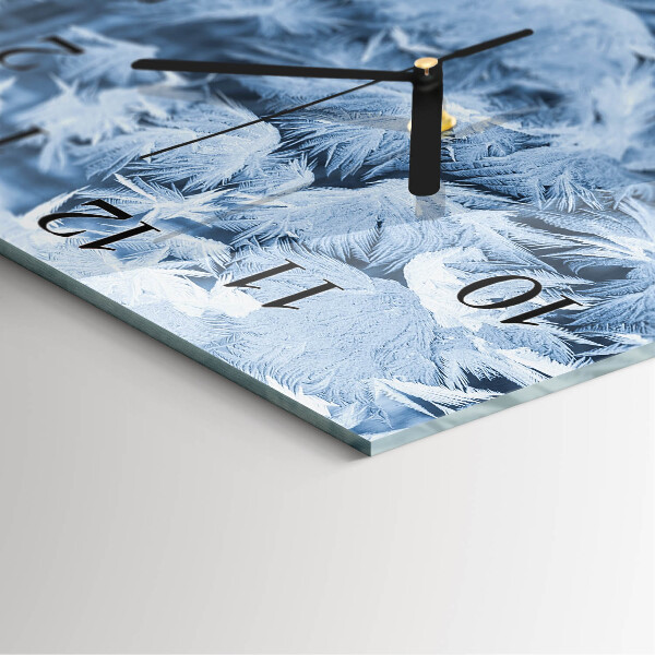 Vierkante glazen wandklok Sneeuwvlokken