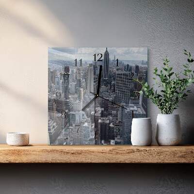 Vierkante glazen wandklok Horizon
