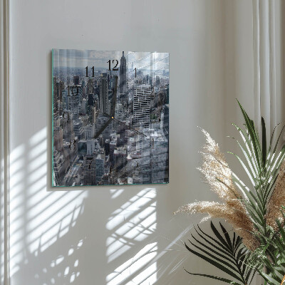 Vierkante glazen wandklok Horizon