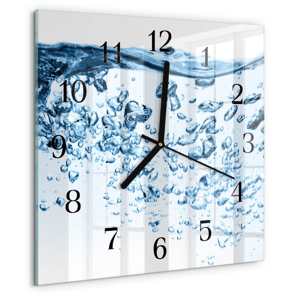 Vierkante glazen wandklok Water