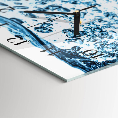 Vierkante glazen wandklok Water