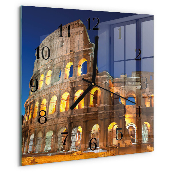 Vierkante glazen wandklok Colosseum