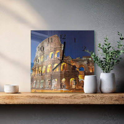 Vierkante glazen wandklok Colosseum