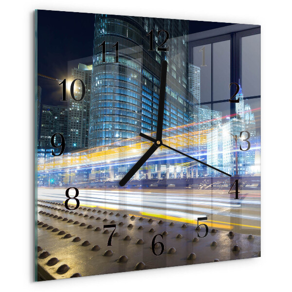 Vierkante glazen wandklok Horizon