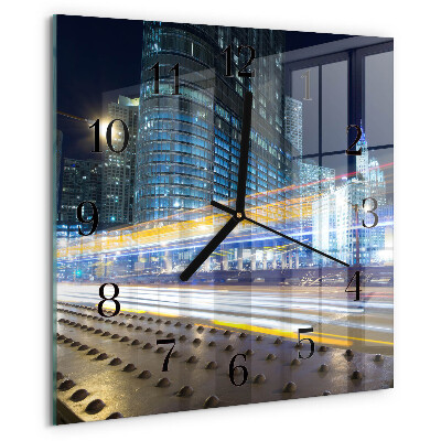 Vierkante glazen wandklok Horizon