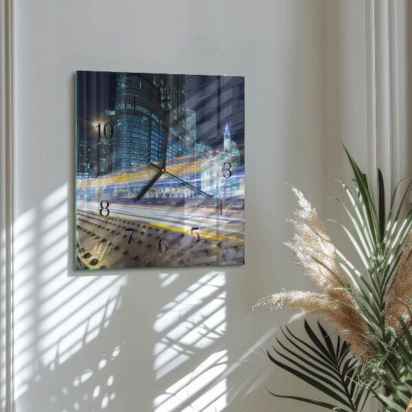 Vierkante glazen wandklok Horizon