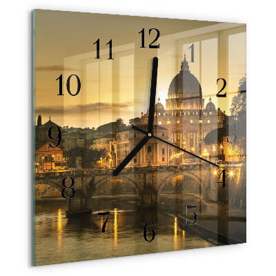 Vierkante glazen wandklok Basiliek