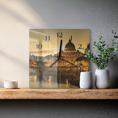 Vierkante glazen wandklok Basiliek