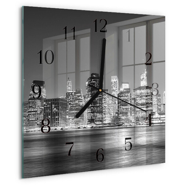 Vierkante glazen wandklok Horizon