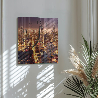 Vierkante glazen wandklok Horizon