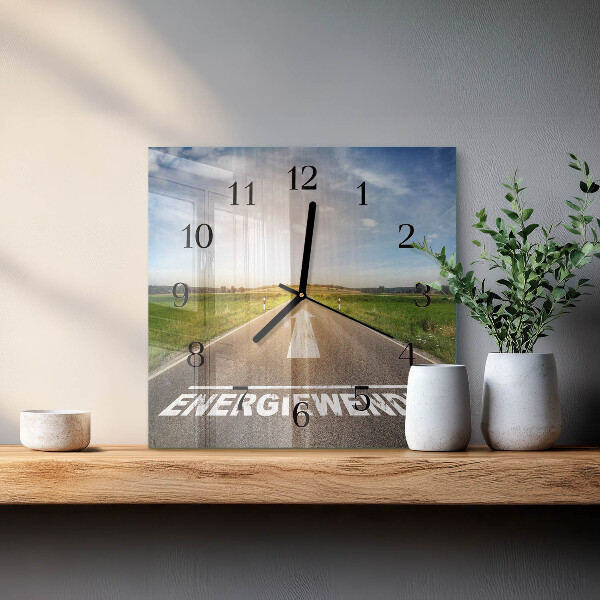 Vierkante glazen wandklok Padveld
