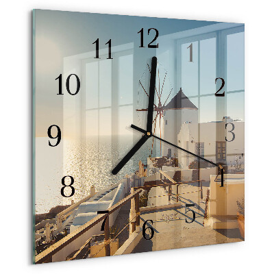 Vierkante glazen wandklok Santorini