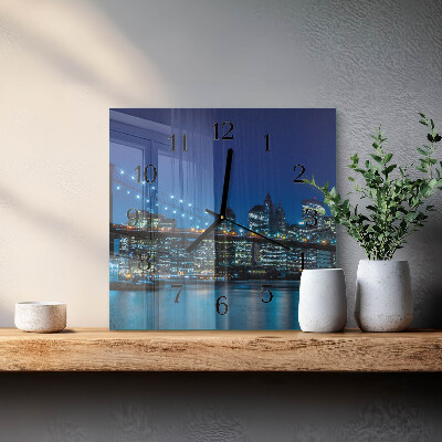 Vierkante glazen wandklok Horizon