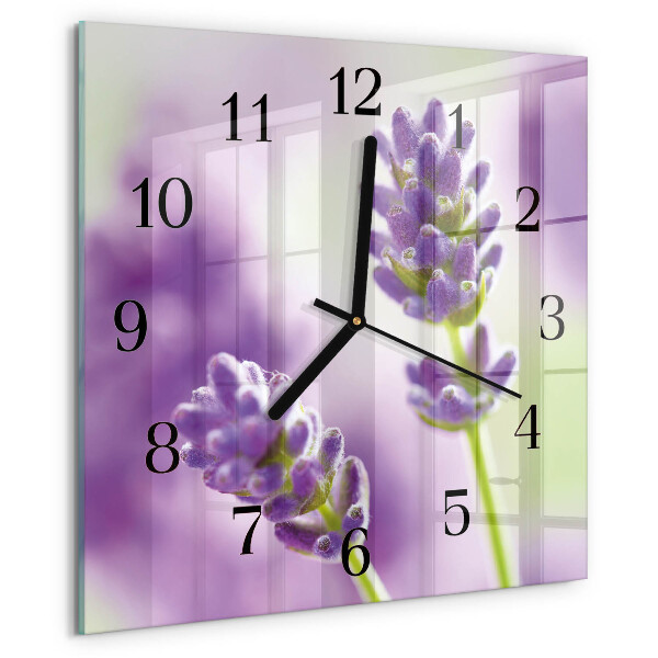 Vierkante glazen wandklok Lavendel
