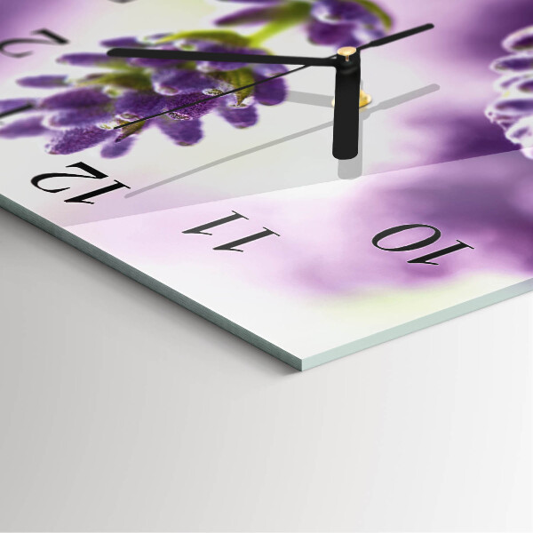 Vierkante glazen wandklok Lavendel
