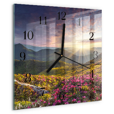 Vierkante glazen wandklok Landschap