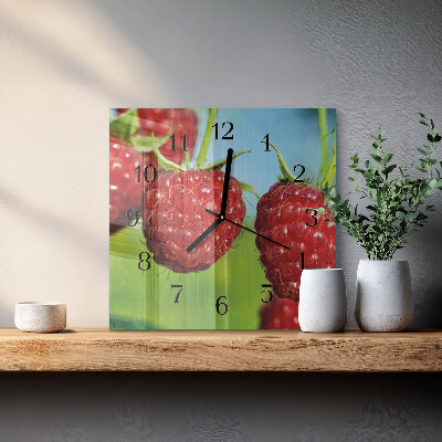 Vierkante glazen wandklok Frambozen
