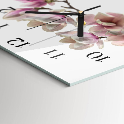 Vierkante glazen wandklok Magnolia