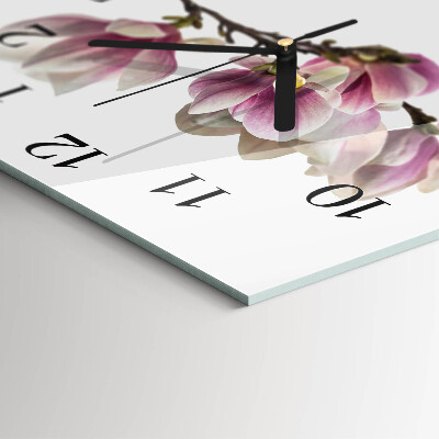 Vierkante glazen wandklok Magnolia