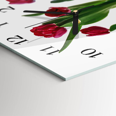 Vierkante glazen wandklok Tulpen