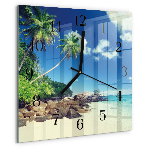 Vierkante glazen wandklok Palm Beach