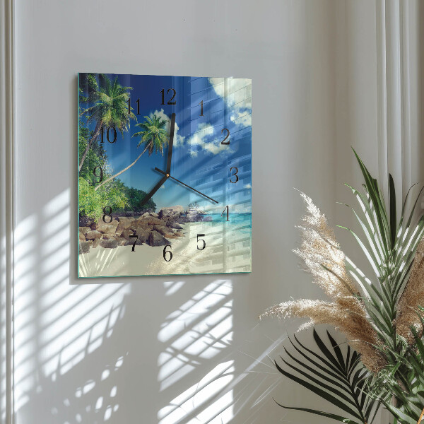 Vierkante glazen wandklok Palm Beach