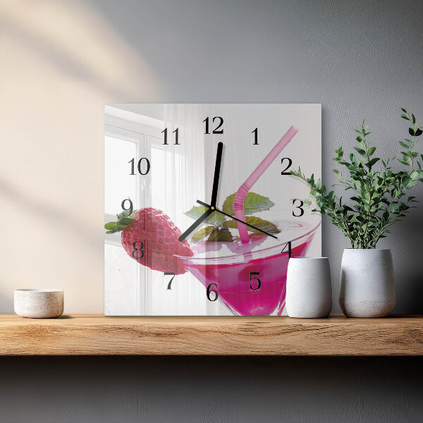 Vierkante glazen wandklok Cocktail