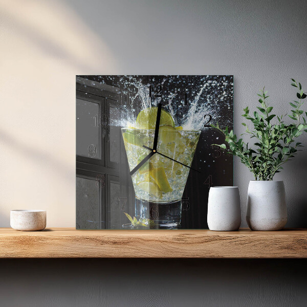 Vierkante glazen wandklok Cocktail