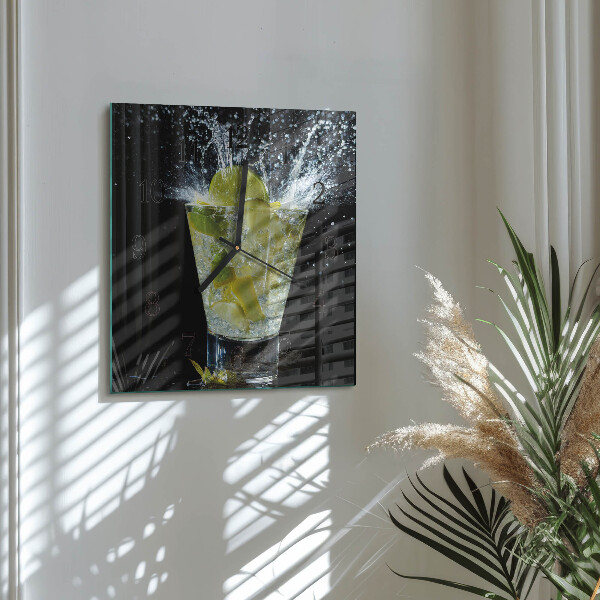 Vierkante glazen wandklok Cocktail