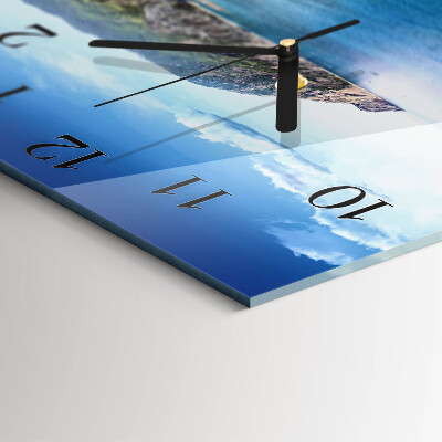 Vierkante glazen wandklok Baai