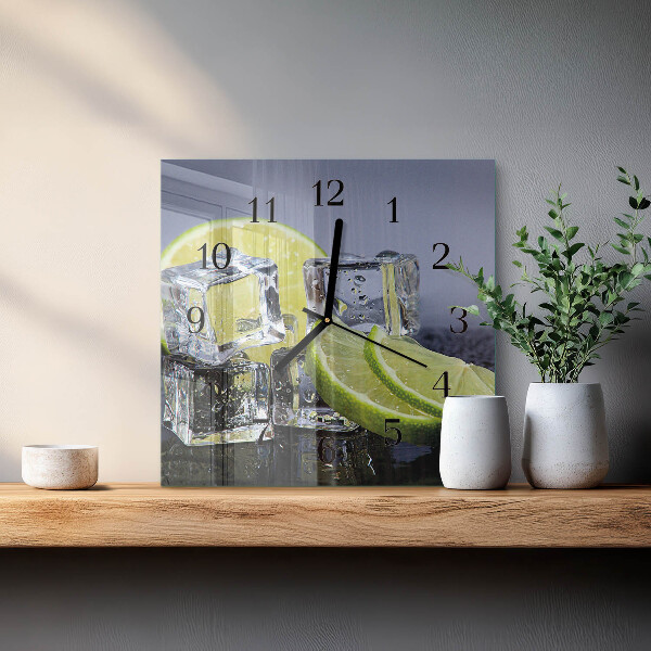 Vierkante glazen wandklok Citrusvruchten