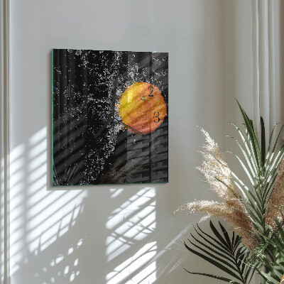 Vierkante glazen wandklok Oranje