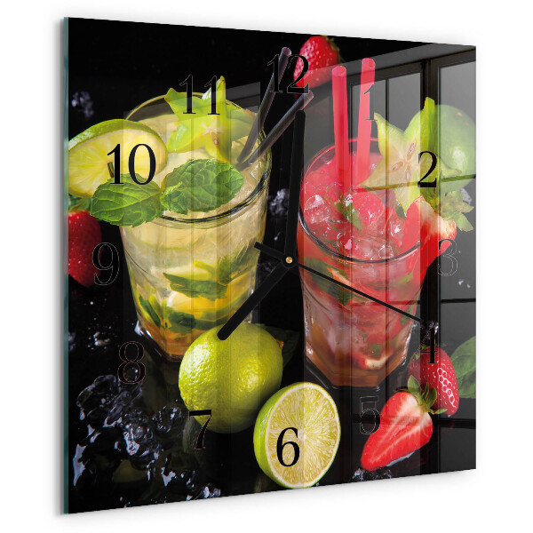 Vierkante glazen wandklok Cocktail